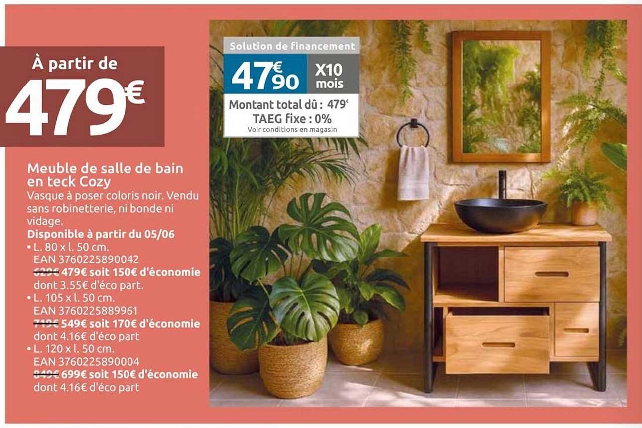 Meuble de salle de bain en teck Cozy