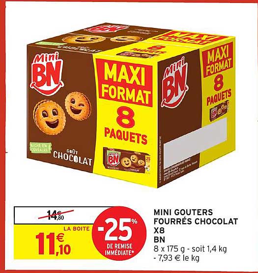 MINI GOUTERS FOURRÉS CHOCOLAT X8 BN