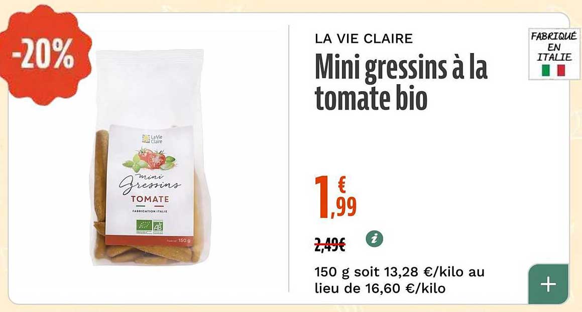 Mini gressins à la tomate bio