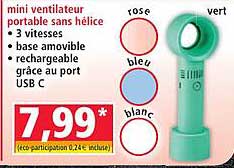 mini ventilateur portable sans hélice