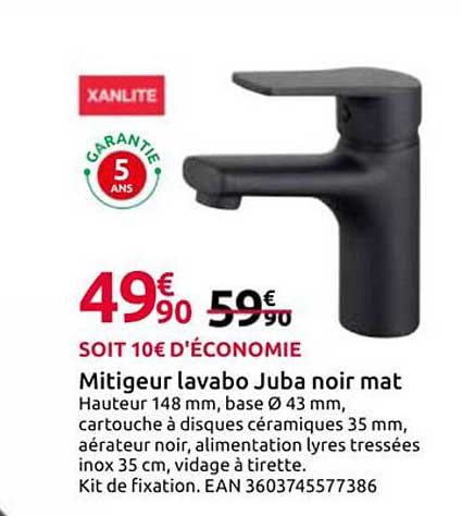 Mitigeur lavabo Juba noir mat