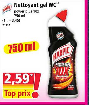 Nettoyant gel WC** power plus 10x 750 ml