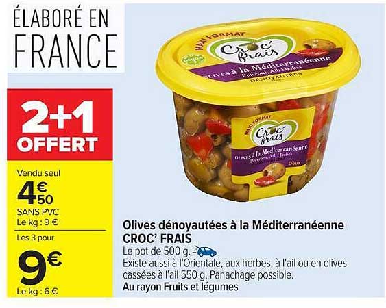 Olives dénoyautées à la Méditerranée CROC' FRAIS