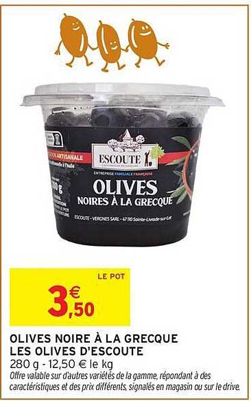 OLIVES NOIRES A LA GREQUE LES OLIVES D'ESCOUTE