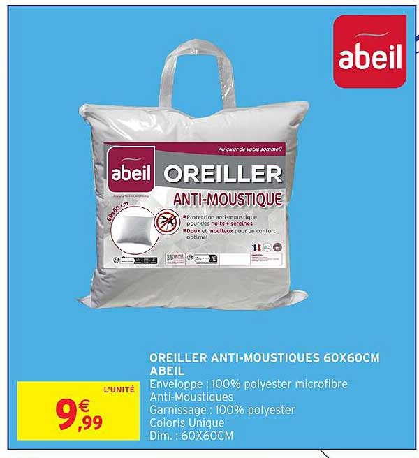 OREILLER ANTI-MOUSTIQUES 60X60CM ABEIL