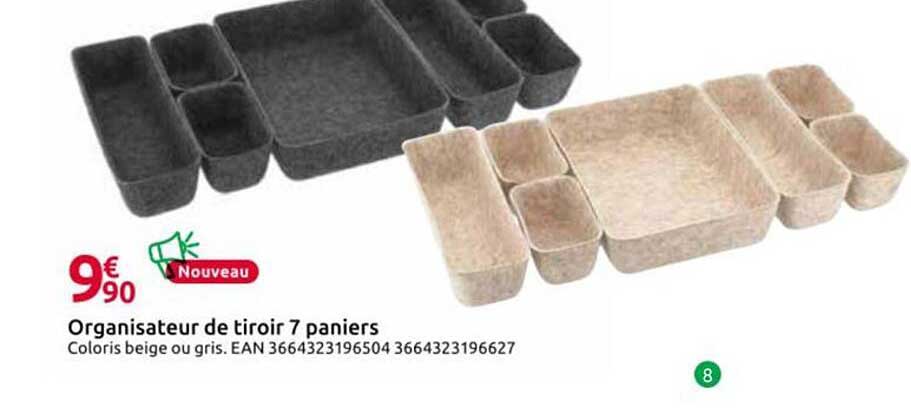 Organisateur de tiroir 7 paniers