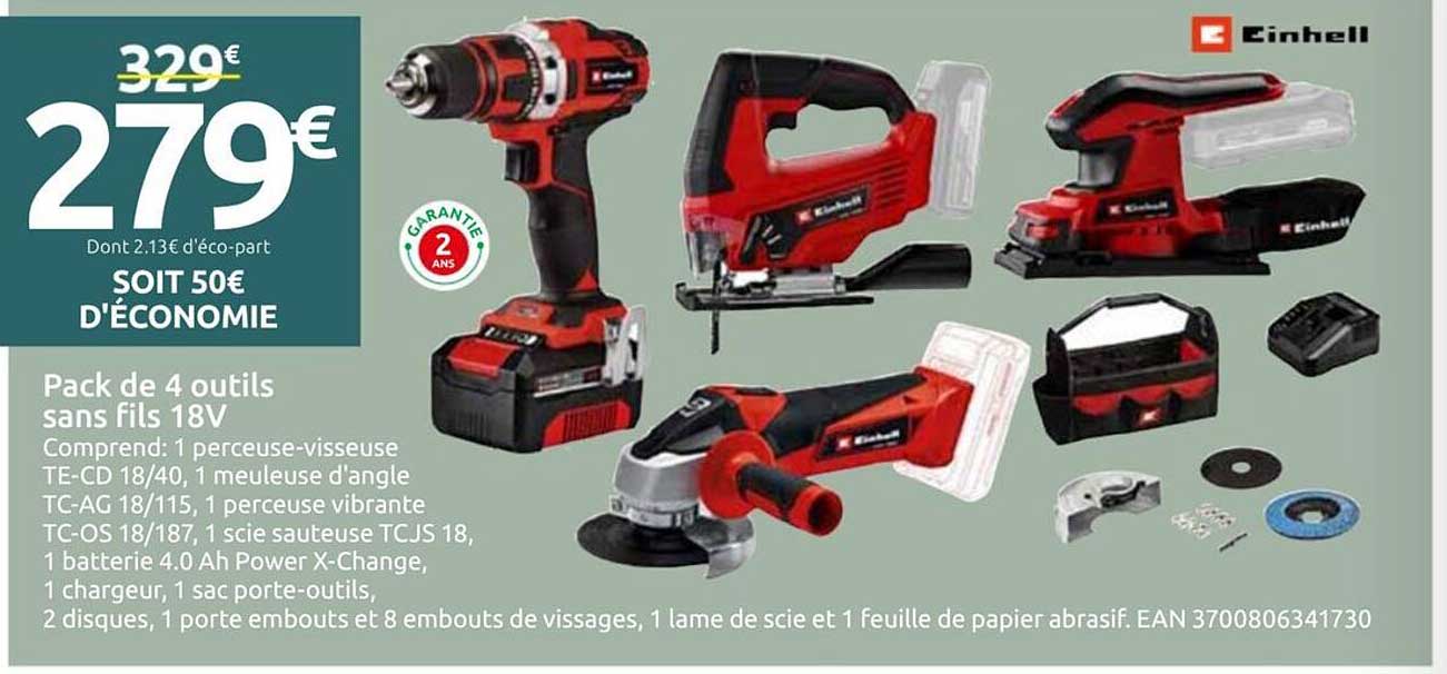 Pack de 4 outils sans fils 18V