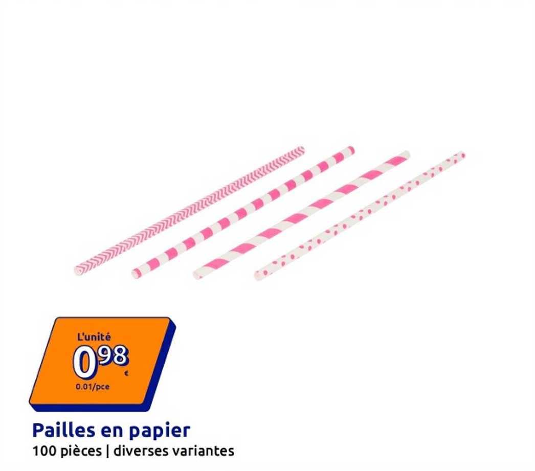 Pailles en papier 100 pièces | diverses variantes