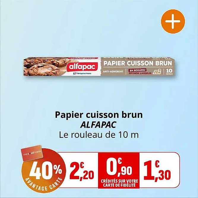 Papier cuisson brun ALFAPAC Le rouleau de 10 m