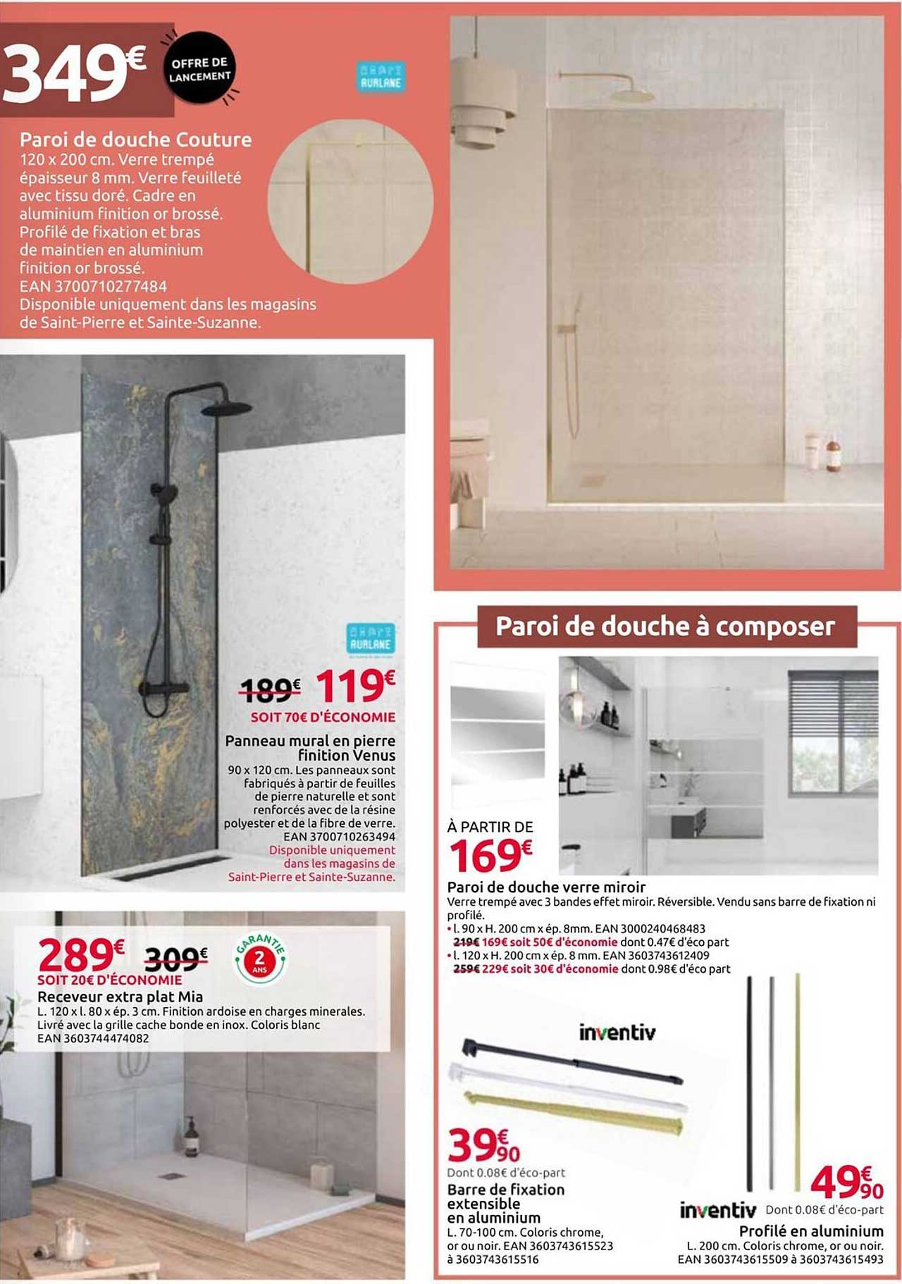 Paroi de douche Couture
