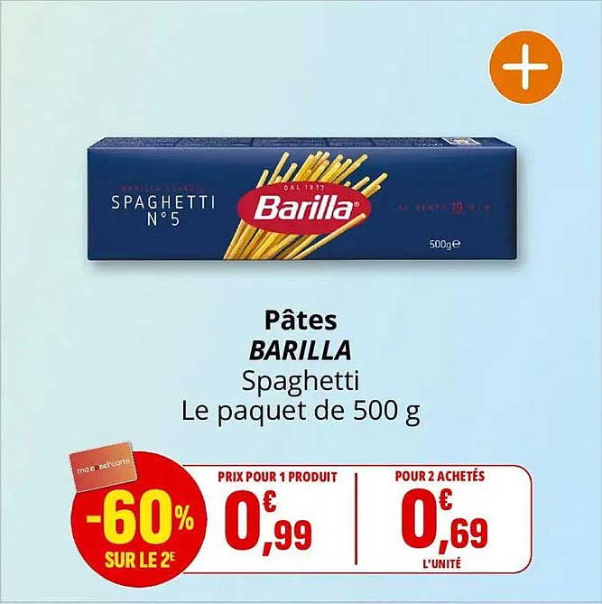 Pâtes BARILLA Spaghetti Le paquet de 500 g