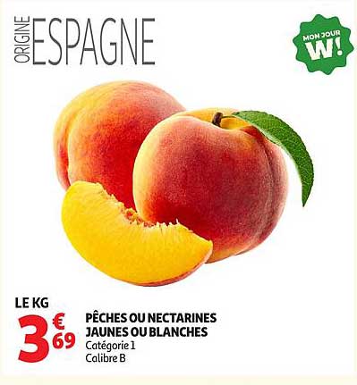 PÊCHES OU NECTARINES JAUNES OU BLANCHES