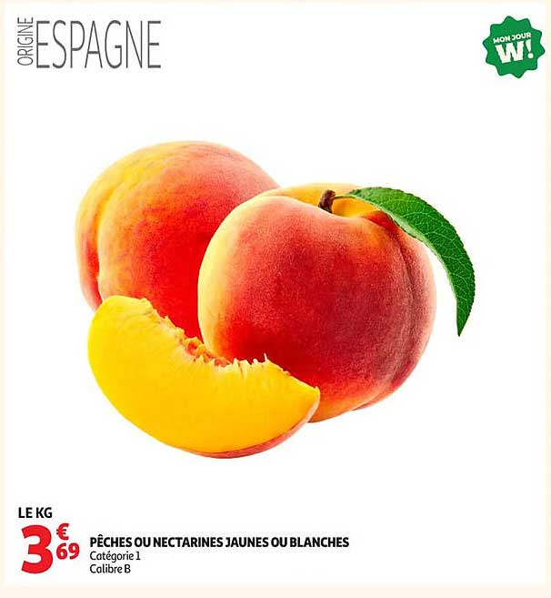 PÊCHES OU NECTARINES JAUNES OU BLANCHES