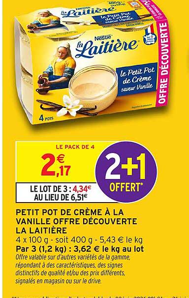PETIT POT DE CRÈME À LA VANILLE OFFRE DÉCOUVERTE LA LAITIÈRE