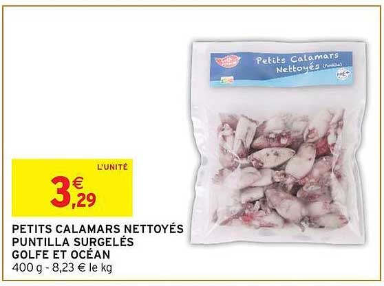 PETITS CALAMARS NETTOYÉS PUNTILLA SURGELÉS GOLFE ET OCÉAN