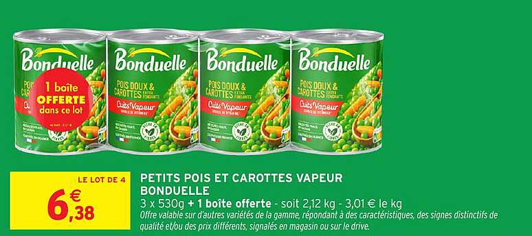 PETITS POIS ET CAROTTES VAPEUR BONDUELLE
