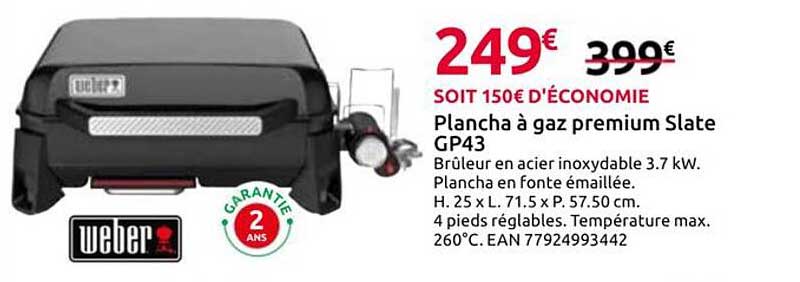 Plancha à gaz premium Slate GP43