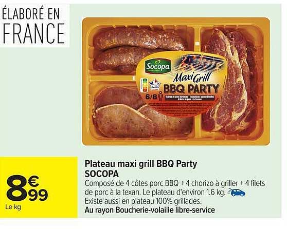 Plateau maxi grill BBQ Party SOCOPA