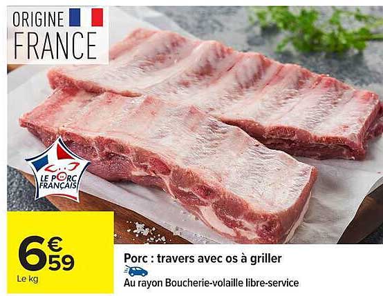 Porc : travers avec os à griller