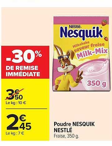 Poudre NESQUIK NESTLÉ Fraise, 350 g.