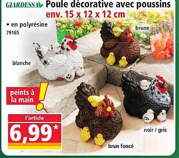 Poule décorative avec poussins env. 15 x 12 x 12 cm