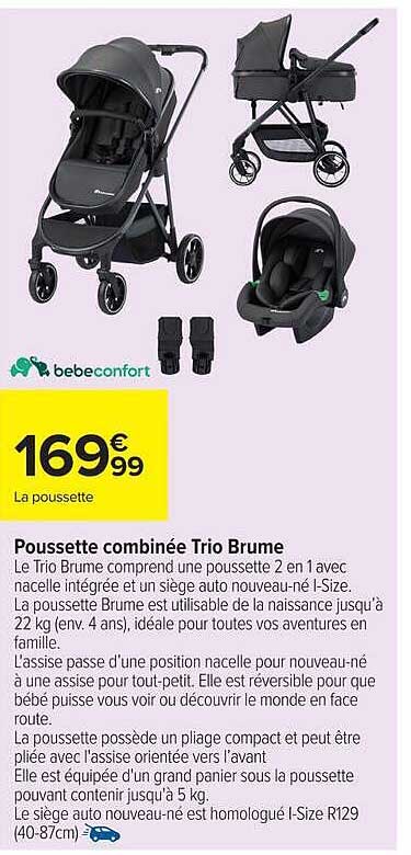 Poussette combinée Trio Brume