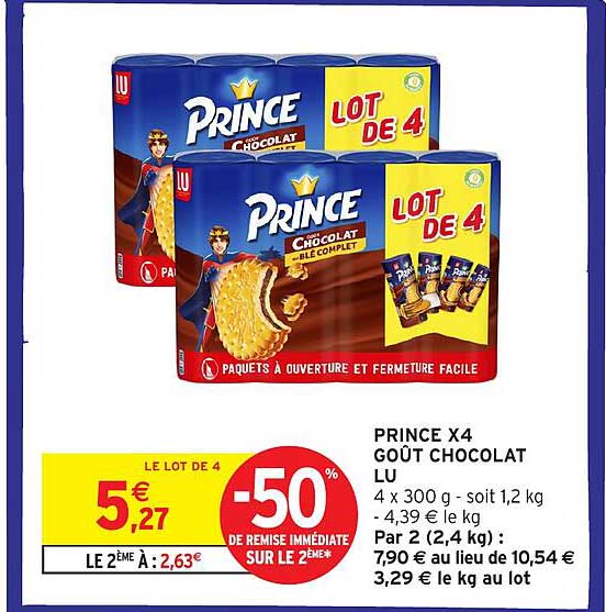 PRINCE X4 GOÛT CHOCOLAT LU