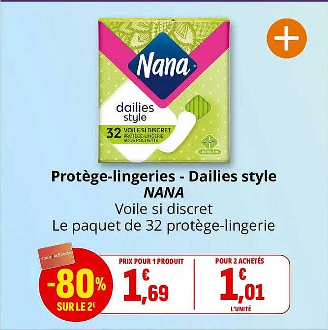 Protège-lingeries - Dailies style NANA Voile si discret Le paquet de 32 protège-lingerie