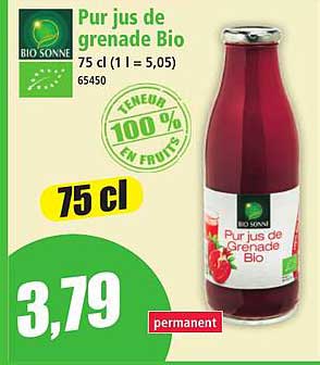 Pur jus de grenade Bio 75 cl (1 l = 5,05)
