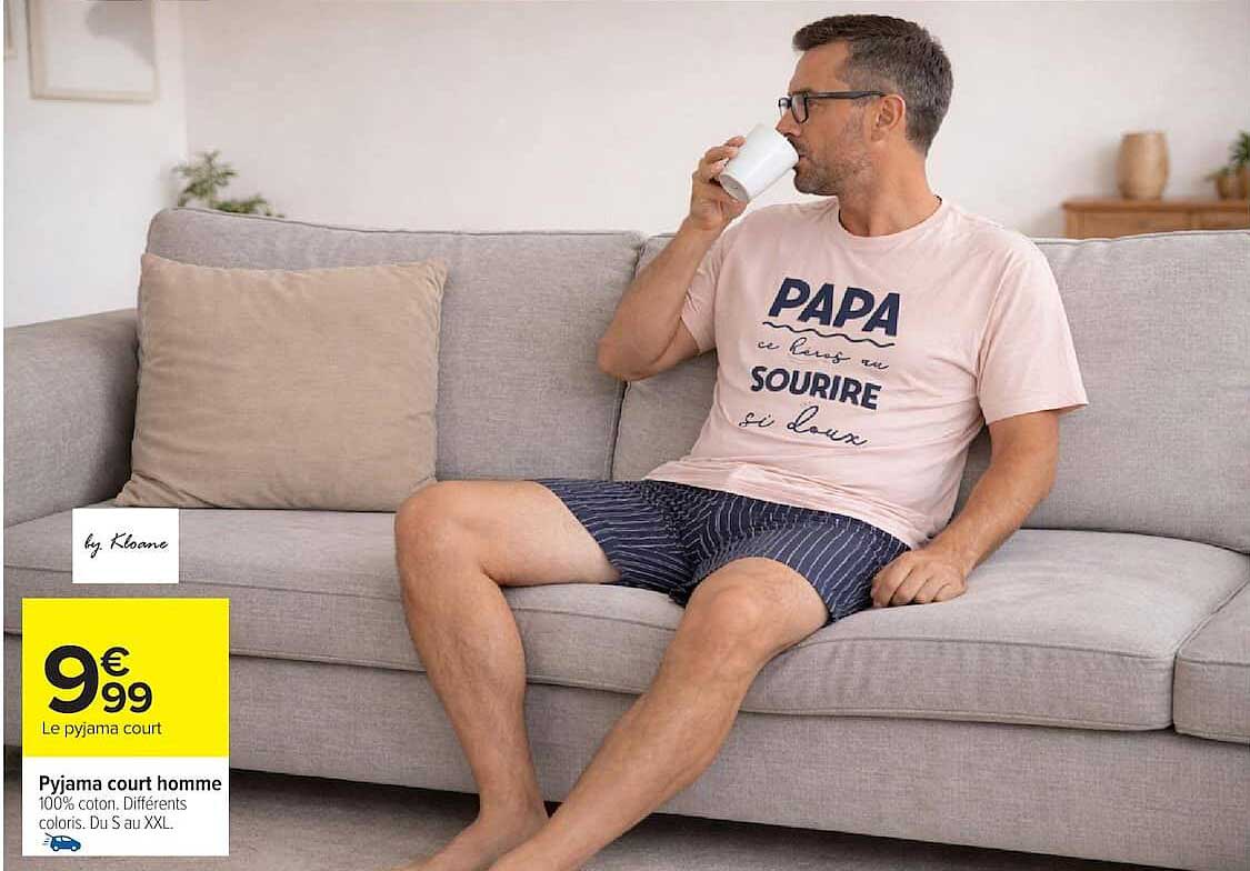 Pyjama court homme 100% coton. Différents coloris. Du S au XXL.