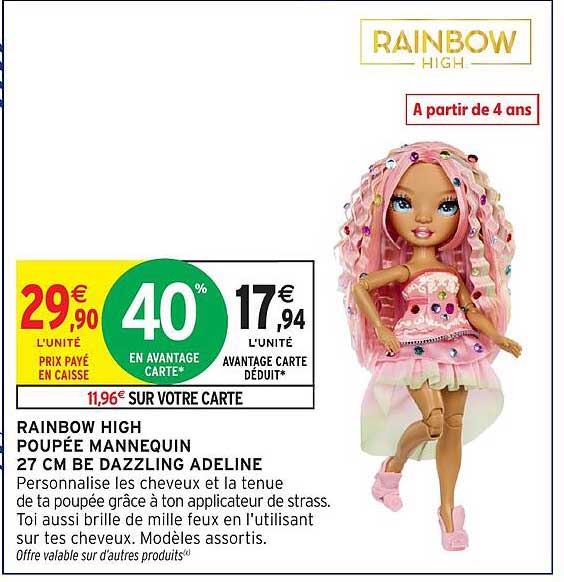RAINBOW HIGH POUPÉE MANNEQUIN 27 CM DE DAZZLING ADELINE