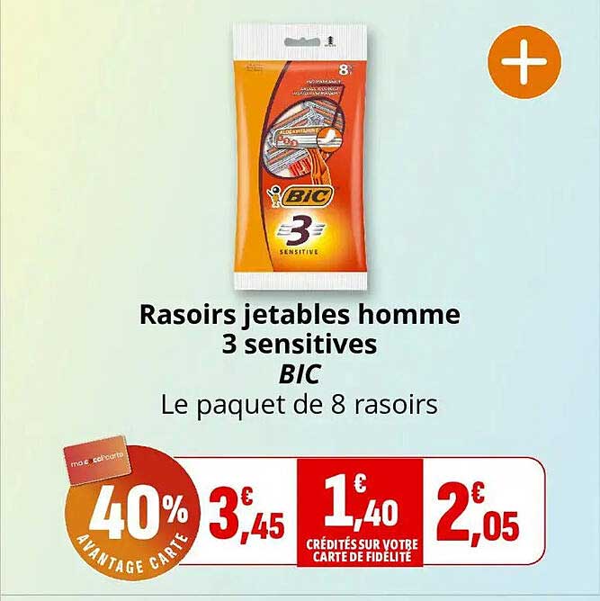 Rasoirs jetables homme 3 sensitives BIC Le paquet de 8 rasoirs