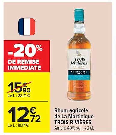 Rhum agricole de La Martinique TROIS RIVIÈRES