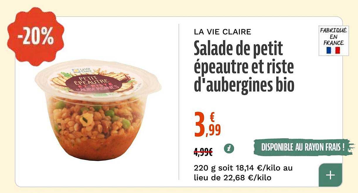 Salade de petit épeautre et trise d'aubergines bio