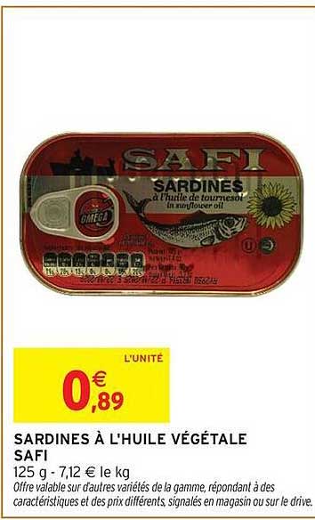 SARDINES À L'HUILE VÉGÉTALE SAFI