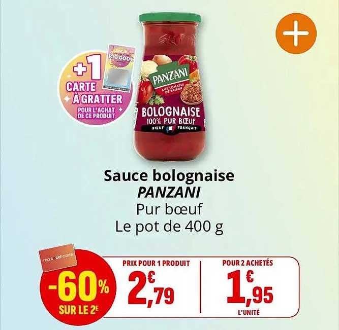 Sauce bolognaise PANZANI Pur bœuf Le pot de 400 g