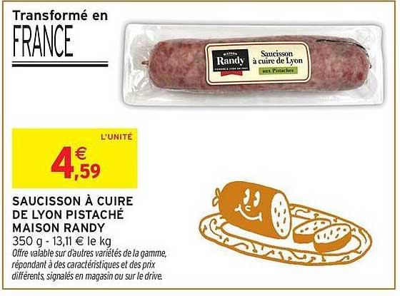 SAUCISSON À CUIRE DE LYON PISTACHÉ MAISON RANDY