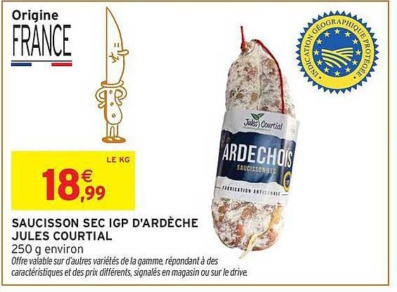 SAUCISSON SEC IGP D'ARDÈCHE JULES COURTIAL