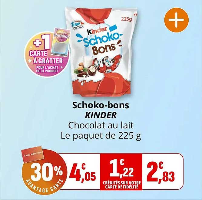 Schoko-bons KINDER Chocolat au lait Le paquet de 225 g