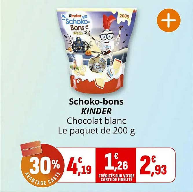 Schoko-bons KINDER Chocolat blanc Le paquet de 200 g