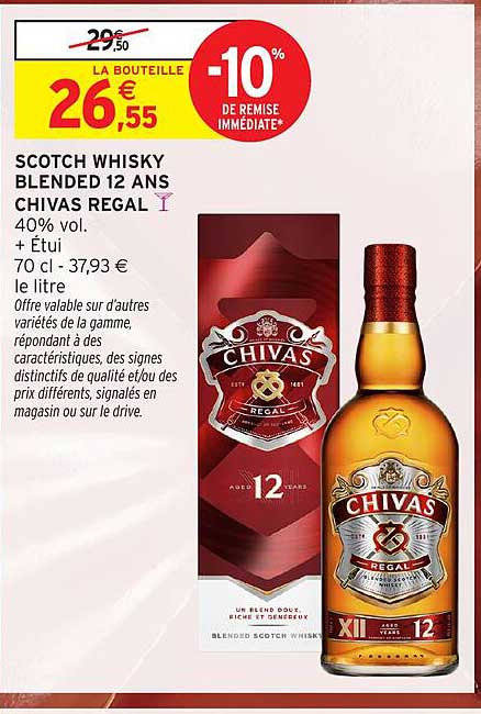 SCOTCH WHISKY BLENDED 12 ANS CHIVAS REGAL