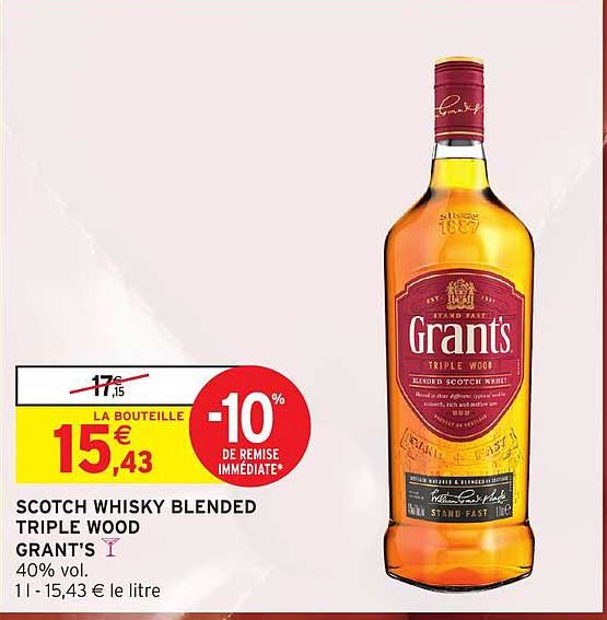 SCOTCH WHISKY BLENDED TRIPLE WOOD GRANT'S