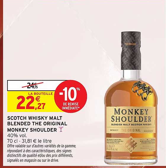 SCOTCH WHISKY MALT BLENDED THE ORIGINAL MONKEY SHOULDER