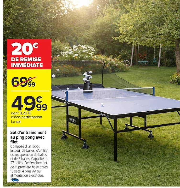 Set d'entraînement au ping pong avec filet