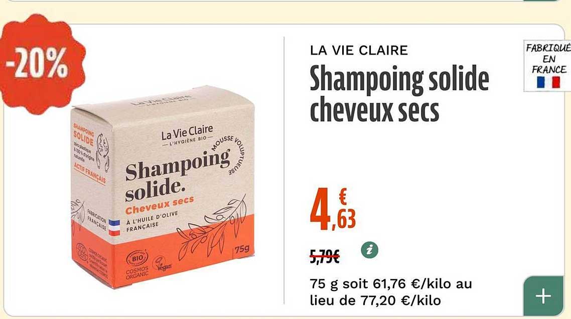 Shampooing solide cheveux secs