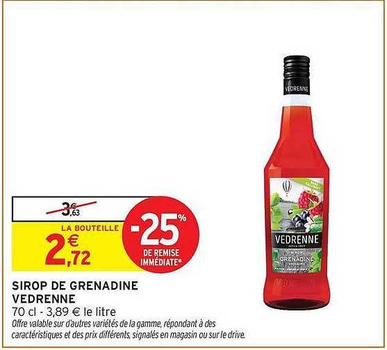 SIROP DE GRENADINE VEDRENNE