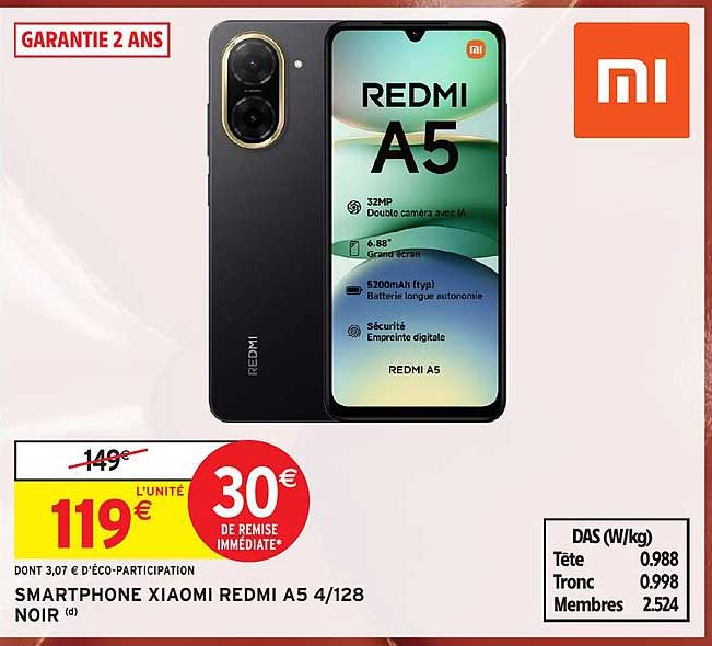 SMARTPHONE XIAOMI REDMI A5 4/128 NOIR