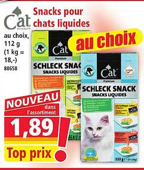 Snacks pour chats liquides au choix, 112 g (1 kg = 18,-)