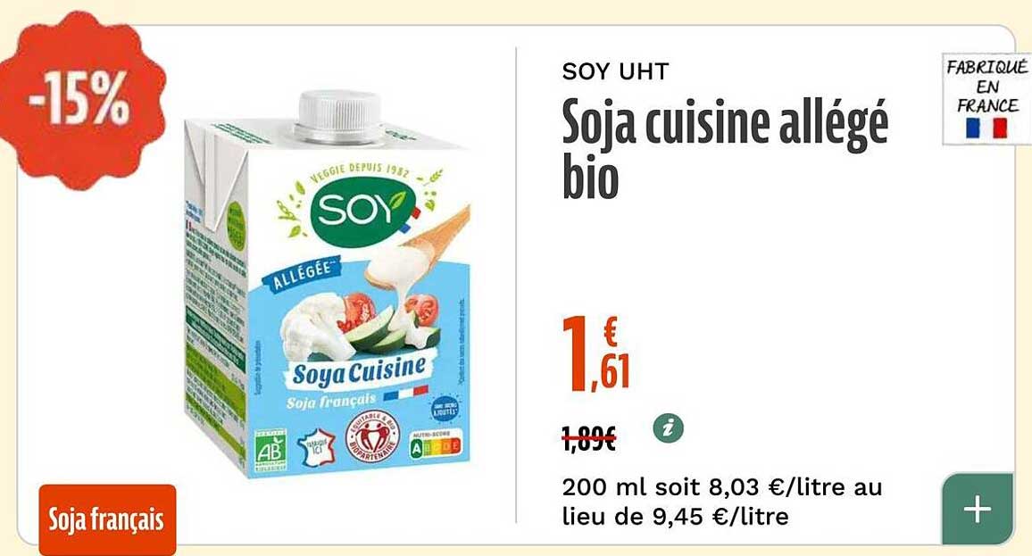 SOY UHT Soja cuisine allégé bio