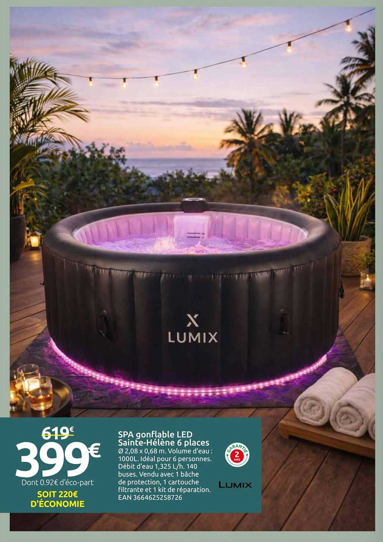 SPA gonflable LED Sainte-Hélène 6 places